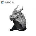 3D-gedruckter Drachenkopf-Herrenring aus Aluminium im chinesischen Stil